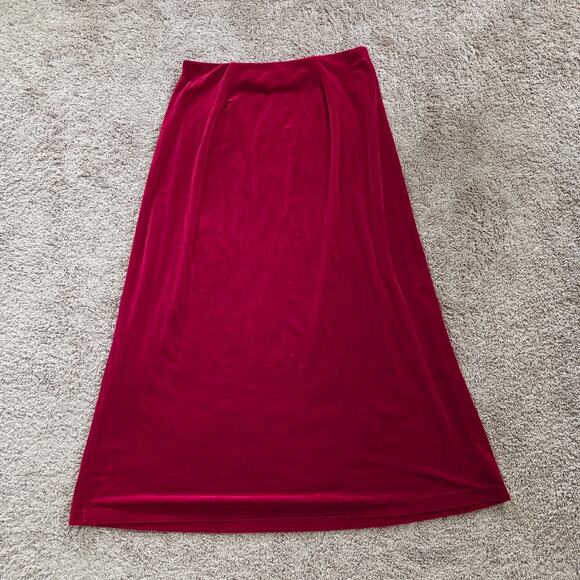 Vintage 90s Red Velvet Midi Skirt Women L Vamp Holiday Valentines Whimsioth Boho - Picture 6 of 9